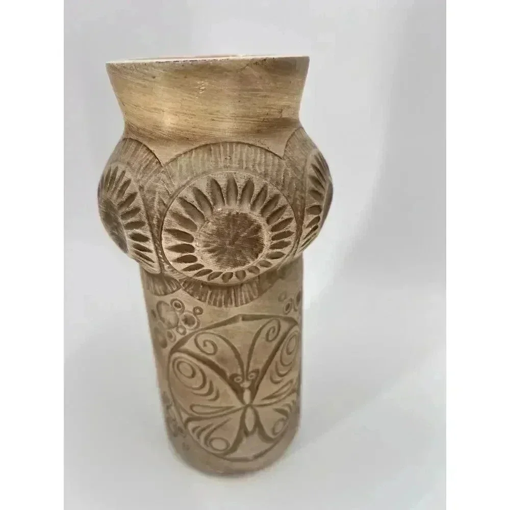 VINTAGE McCoy Vase Scandia #620 Beige Tan Taupe Pottery Butterfly Mid Century